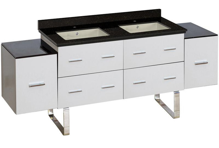 Floor Mount White Vanity Set For 1 Hole Drilling Black Galaxy Top Sink AI-19069