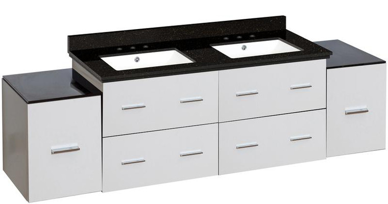 Wall Mount White Vanity Set For 3H8" Drilling Black Galaxy Top White Um Sink AI-19055