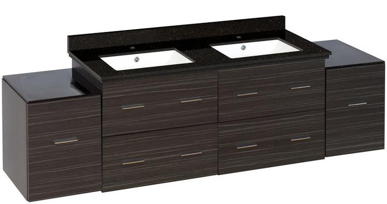 Wall Mount Dawn Grey Vanity Set For 1 Hole Drilling Black Galaxy Top White Sink AI-19023