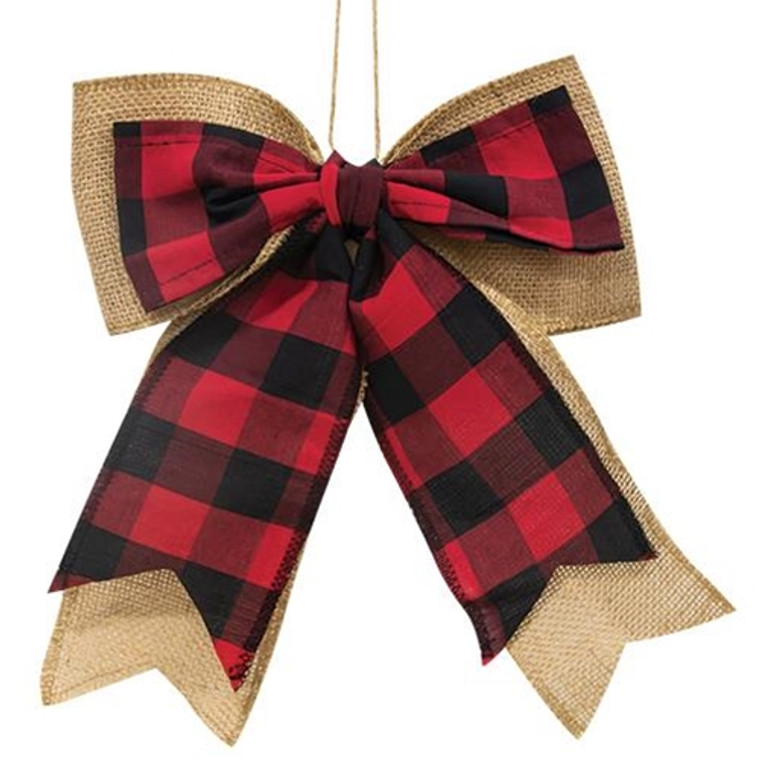 *Buffalo Check And Burlap Bow G14446 By CWI Gifts