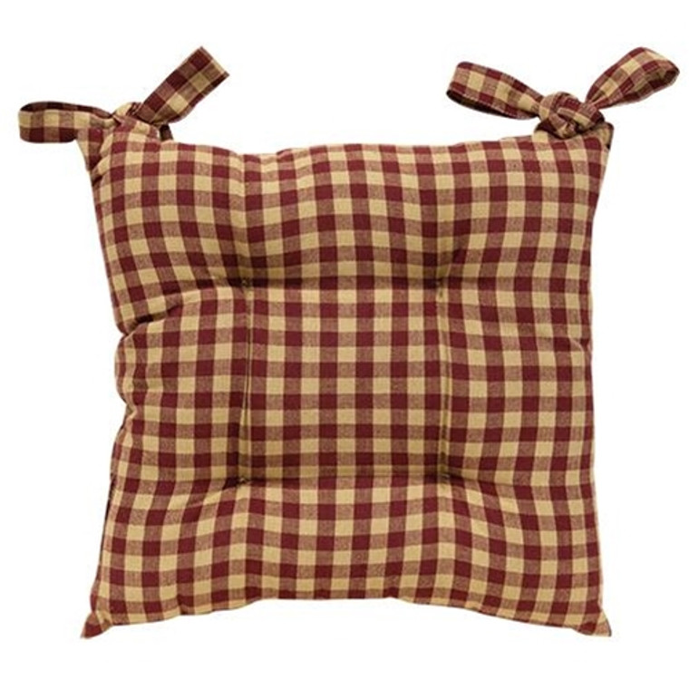Burgundy Check Chair Pad G28058 By CWI Gifts