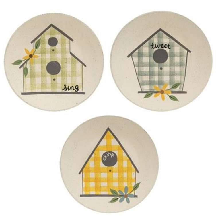 Plaid Birdhouse Plate - 3 Assorted (Pack Of 3) G35254 By CWI Gifts