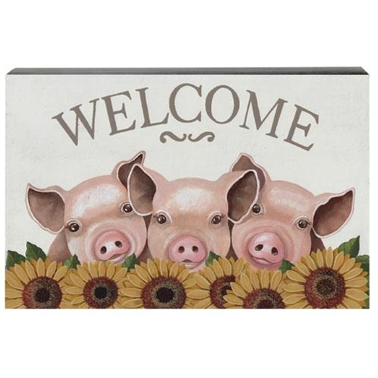 *Piggies & Sunflowers Welcome Box Sign G35373 By CWI Gifts