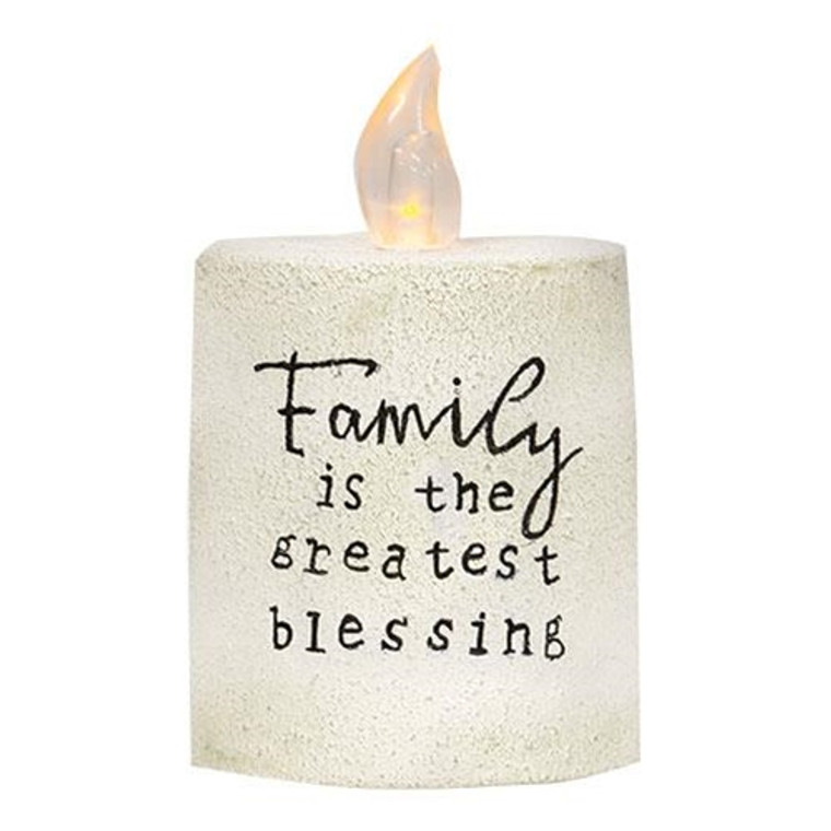 Family Is The Greatest Blessing White Cement Timer Pillar G84850 By CWI Gifts