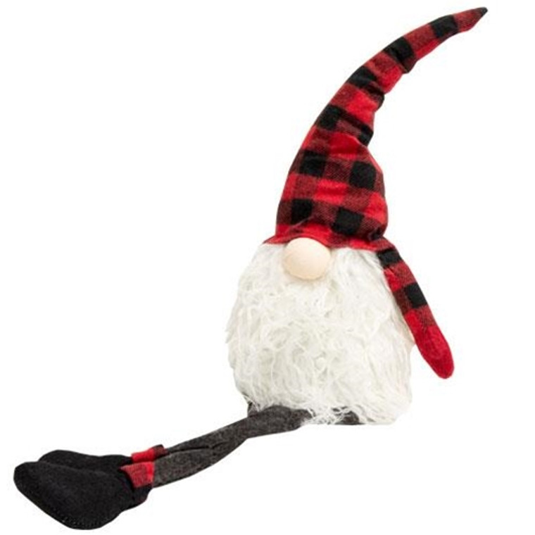 *Dangle Leg Plush Red & Black Plaid Santa Gnome GADC2618 By CWI Gifts