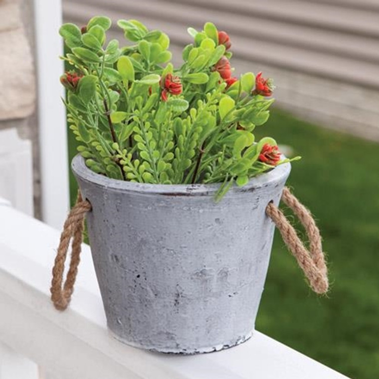 Large Cement Planter With Jute Handles GQX1910034 By CWI Gifts