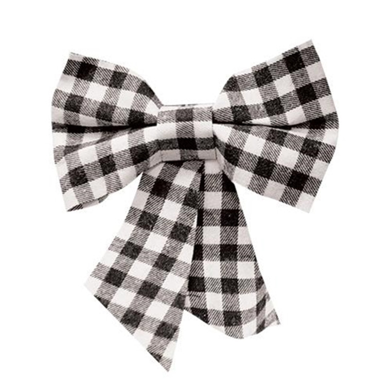 *Black & White Plaid Bow Ornament GRJA2718 By CWI Gifts