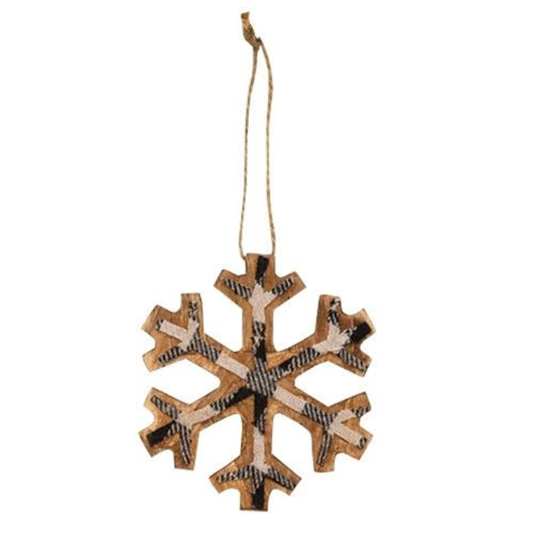*Black & White Plaid Snowflake Ornament Small GRJA2761 By CWI Gifts