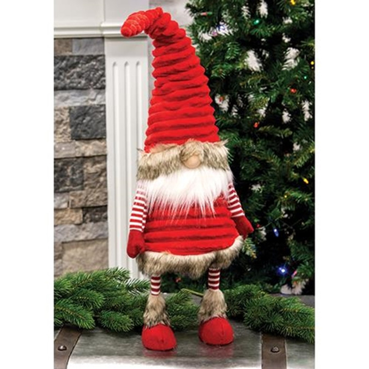 Large Plush Velvet Red Wobble Santa Gnome GZOE2523 By CWI Gifts