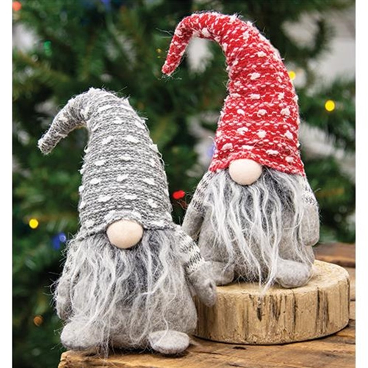 Furry Santa Gnome W/Red/Gray Hat 2 Asstd. (Pack Of 2) GZOE2605 By CWI Gifts