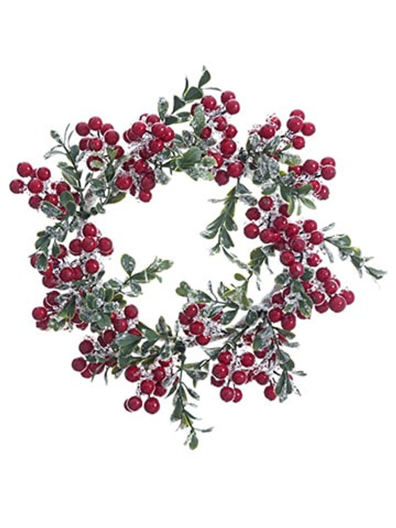 10" Iced Berry/Boxwood Wreath Red (Pack Of 4) XBW117-RE By Silk Flower