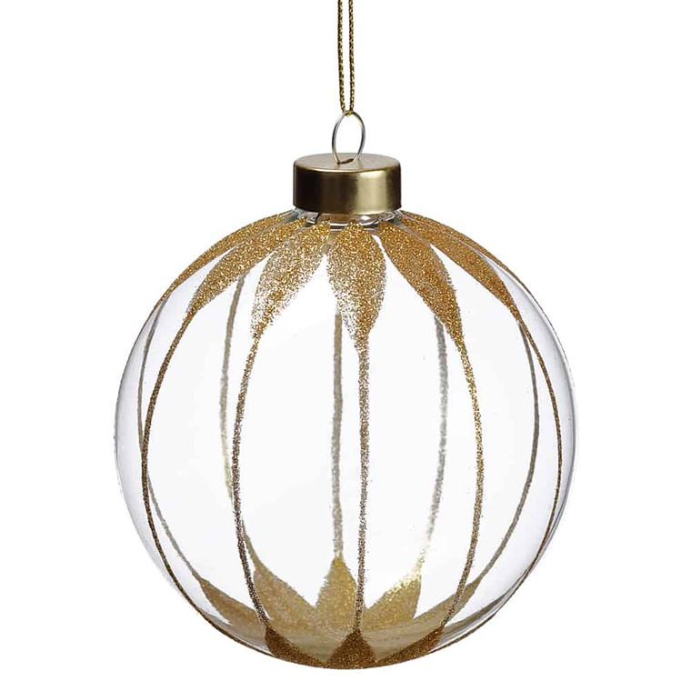 4" Glittered Glass Ball Ornament Clear Gold (Pack Of 4) XGN198-CW/GO By Silk Flower