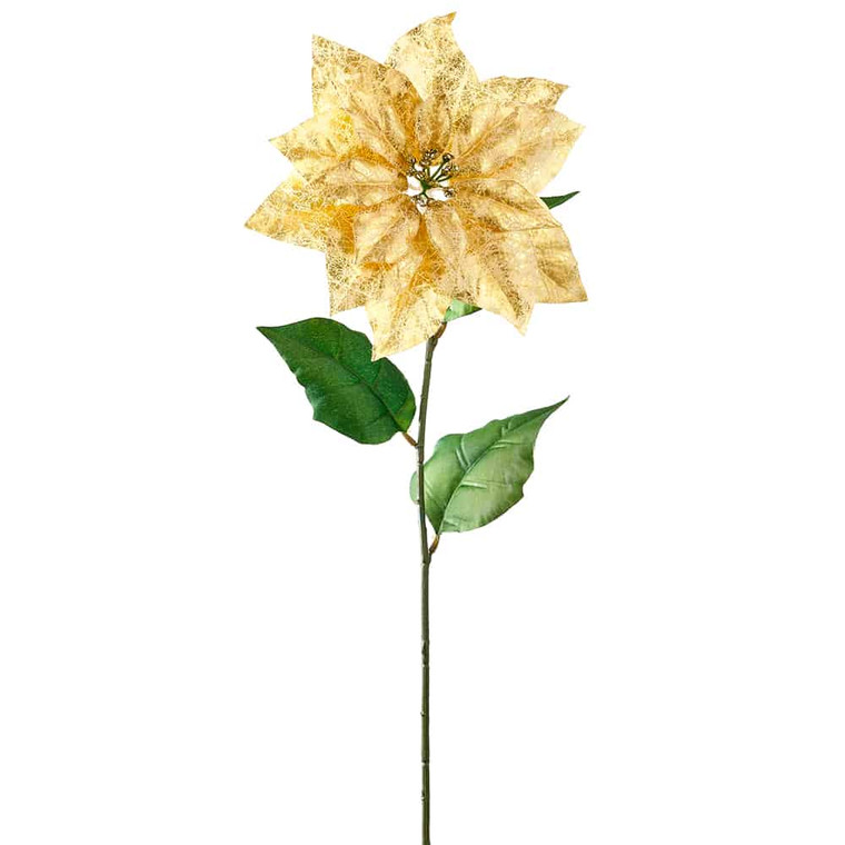28" Metallic Crackle-Finished Poinsettia Spray Gold (Pack Of 12) XPS631-GO By Silk Flower