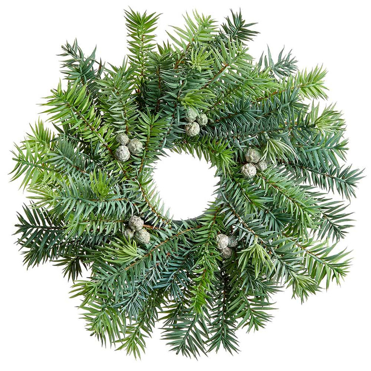 16" Pine Wreath Green Gray (Pack Of 2) YWP264-GR/GY By Silk Flower