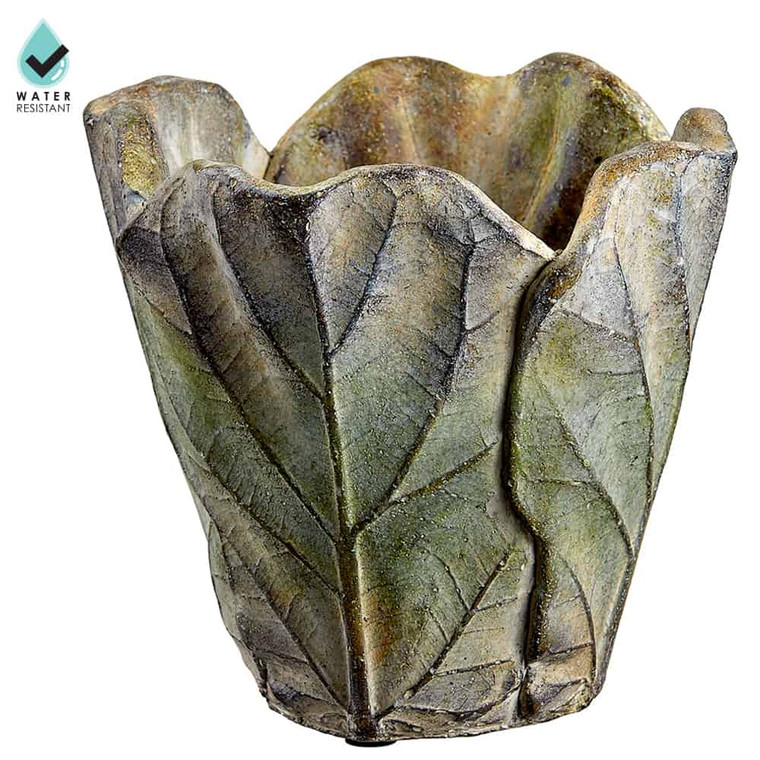 5.7"H X 6"D Fiddle Leaf Cement Planter Green (Pack Of 2) ACE106-GR By Silk Flower