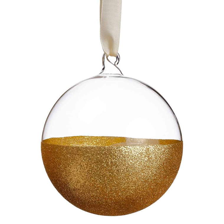 4.75" Glittered Glass Ball Ornament Gold Clear (Pack Of 6) XGN089-GO/CW By Silk Flower