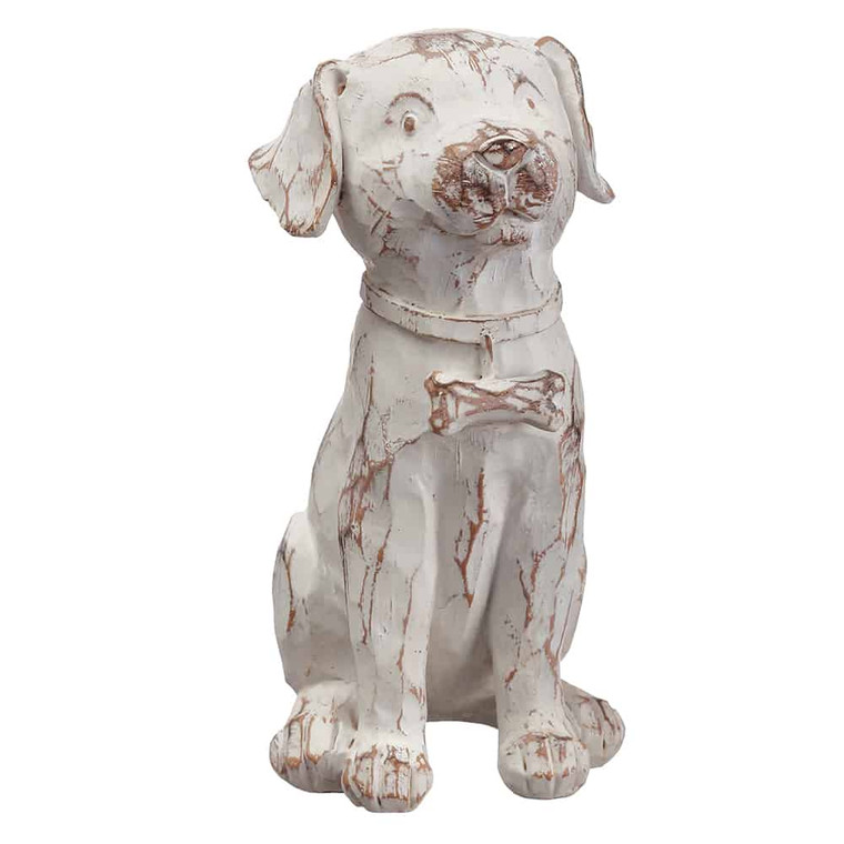 8.5" Dog Whitewashed (Pack Of 4) XSI547-WW By Silk Flower