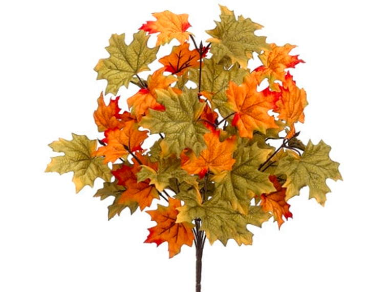 17" Maple Leaf Bush X10 Green Orange (Pack Of 12) PBM731-GR/OR By Silk Flower