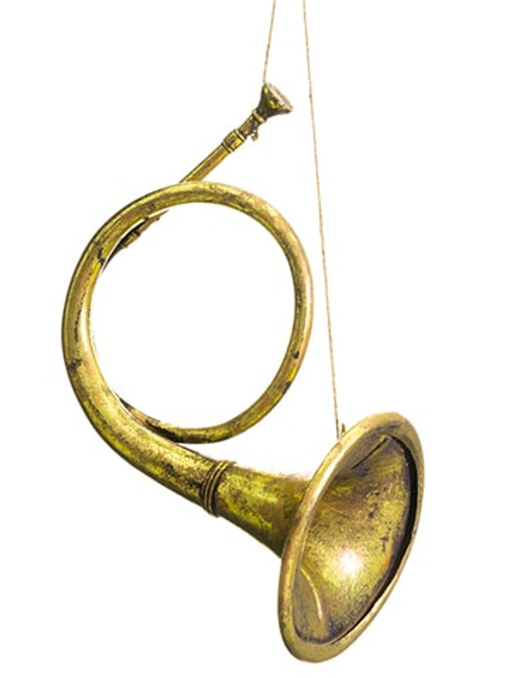 13" French Horn Ornament Antique Gold (Pack Of 6) XN6912-GO/AT By Silk Flower
