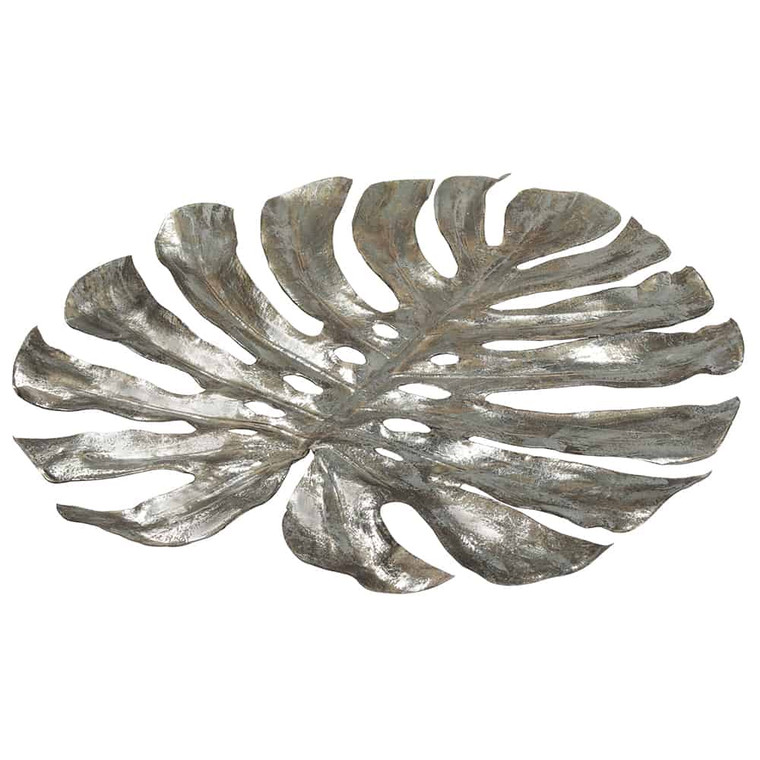 18" Monstera Leaf Mat Silver (Pack Of 6) XA7712-SI By Silk Flower