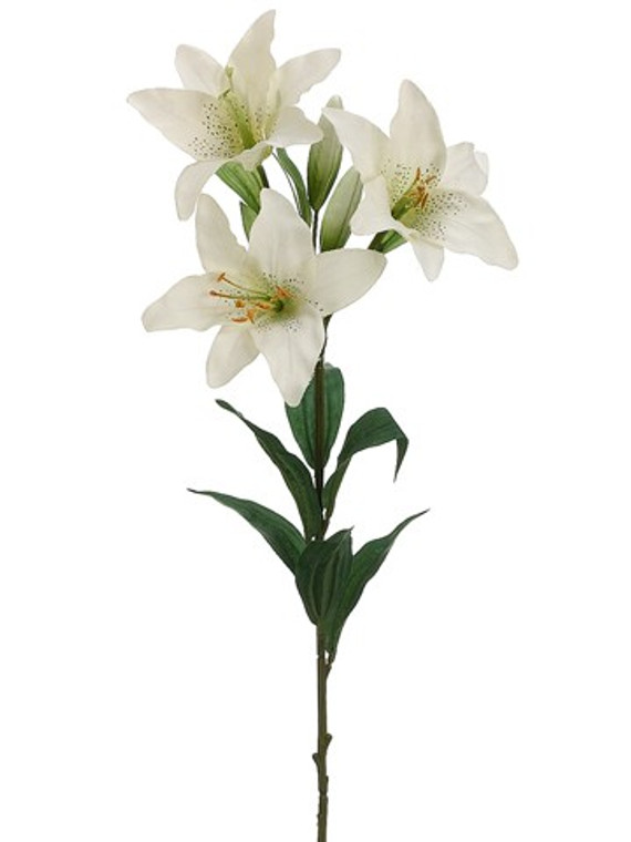 30" Day Lily Spray With 3 Flowers And 2 Buds White (Pack Of 12) FSL471-WH By Silk Flower