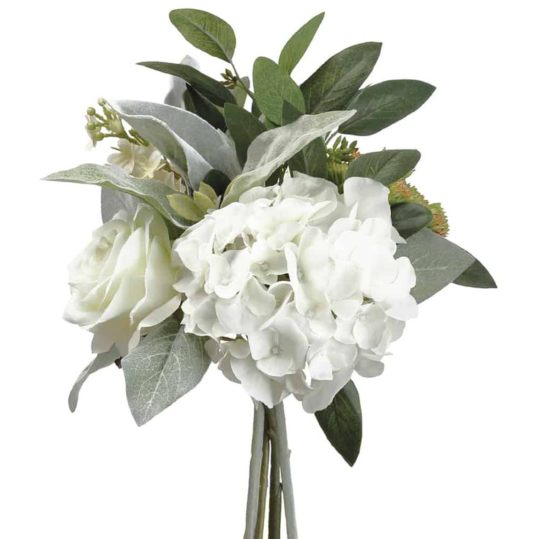 11" Hydrangea/Lilac/Rose Bouquet Cream Green (Pack Of 6) FBQ884-CR/GR By Silk Flower