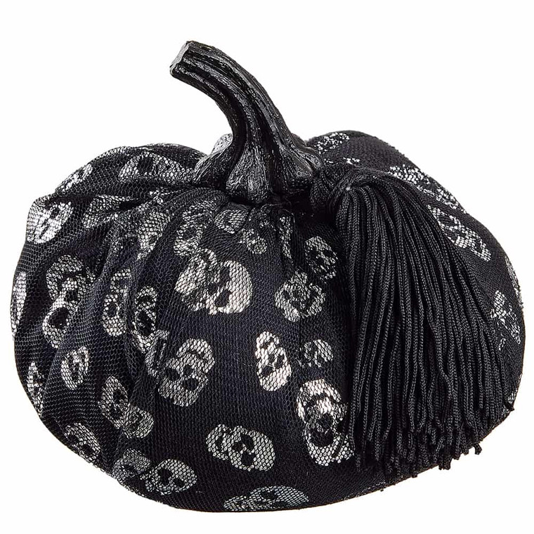4.75" Skull Pumpkin Black (Pack Of 6) AFZ960-BK By Silk Flower