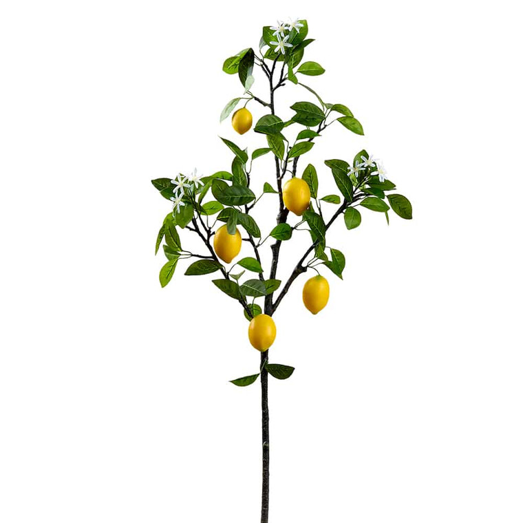 48" Lemon Tree Branch With Blossoms Yellow (Pack Of 4) VSL045-YE By Silk Flower