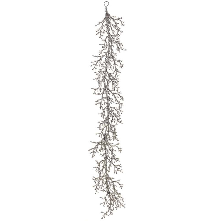 5' Iced/Glittered Plastic Twig Garland Silver (Pack Of 2) XAG065-SI By Silk Flower
