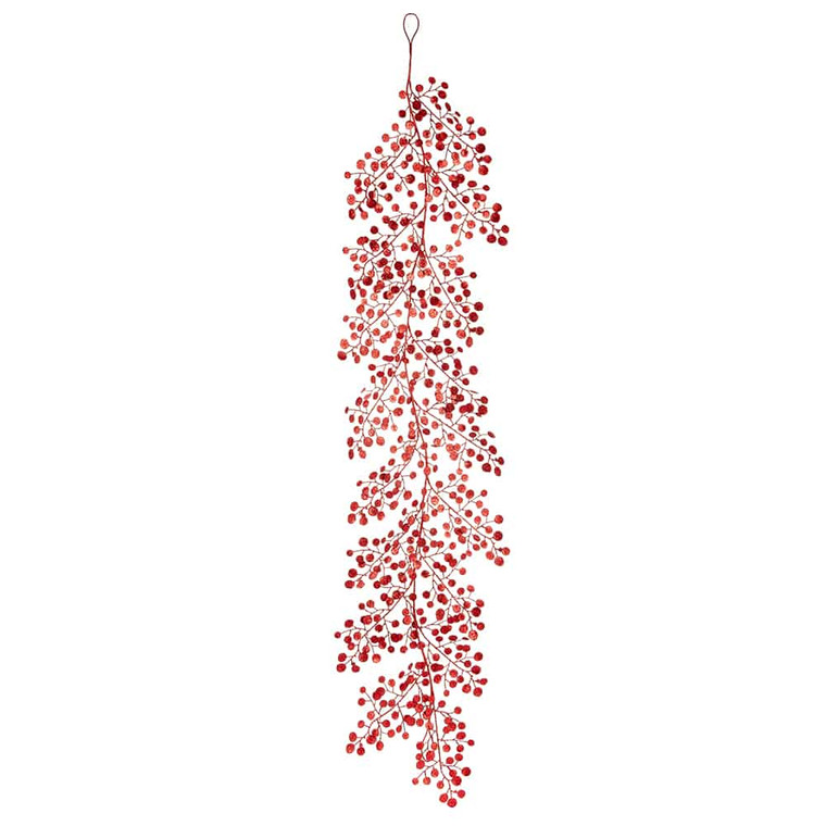 6' Glittered Silver Dollar Leaf Garland Red (Pack Of 6) XAG208-RE By Silk Flower