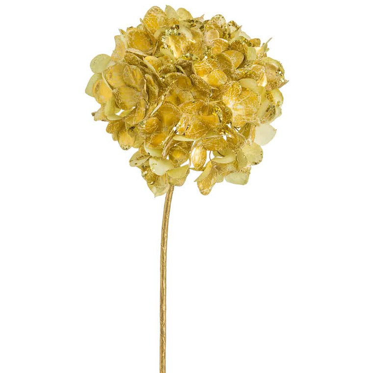 18" Glittered Hydrangea Spray Gold (Pack Of 12) XFS572-GO By Silk Flower