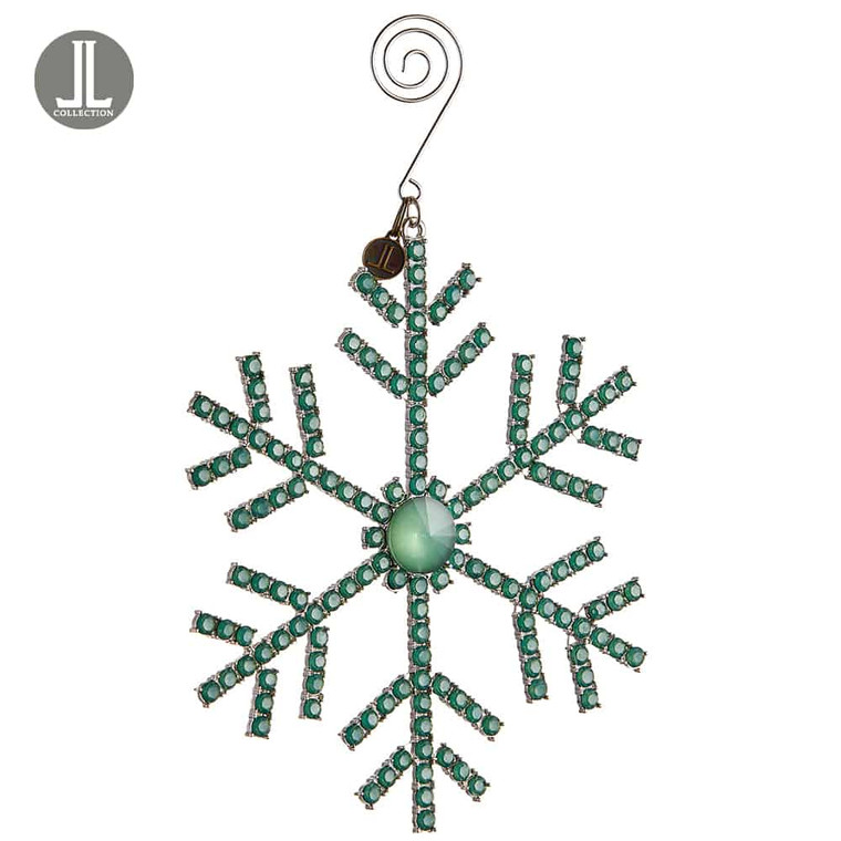 5" Rhinestone Snowflake Ornament Jade Silver (Pack Of 6) XN0117-JA/SI By Silk Flower