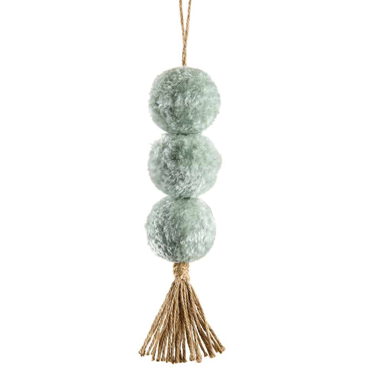 12" Fur Ball Tassel Ornament Green (Pack Of 12) XN1124-GR By Silk Flower