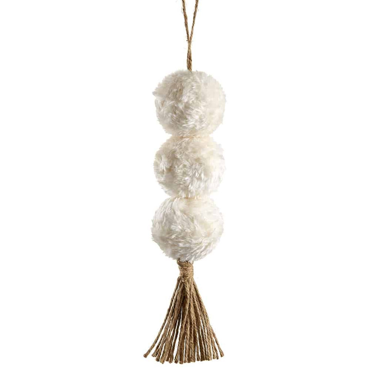 12" Fur Ball Tassel Ornament White (Pack Of 12) XN1124-WH By Silk Flower
