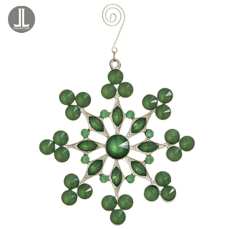 5.5" Rhinestone Snowflake Ornament Jade (Pack Of 6) XN8007-JA By Silk Flower