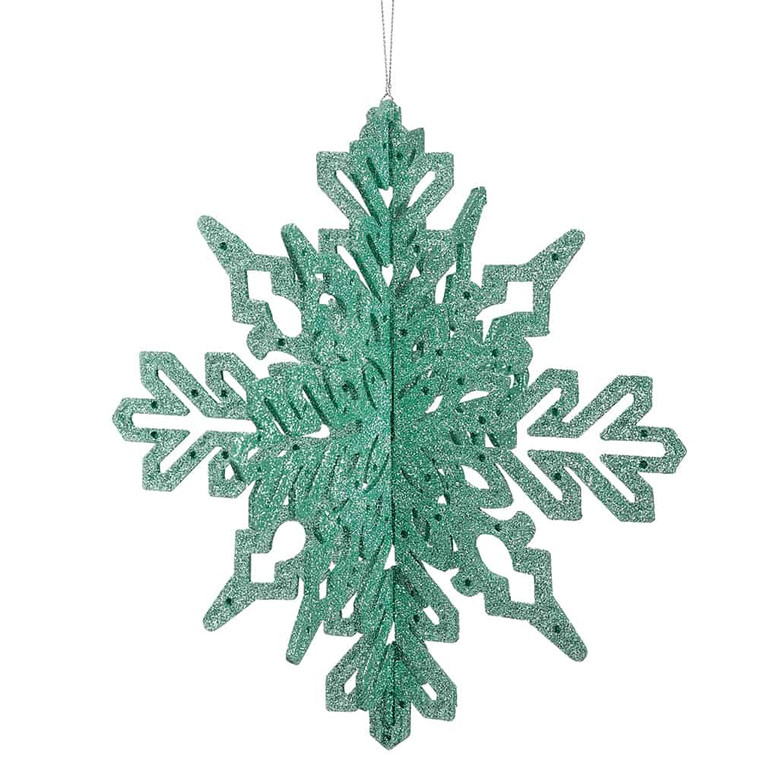 8.75" Glittered Snowflake Ornament Jade (Pack Of 12) XN9227-JA By Silk Flower
