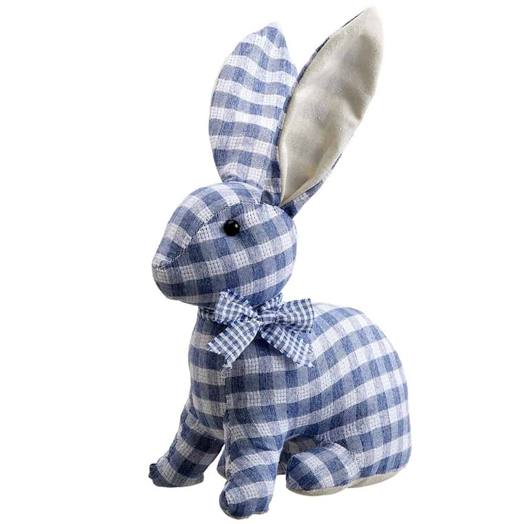 12" Plaid Bunny Blue White (Pack Of 4) AEZ229-BL/WH By Silk Flower