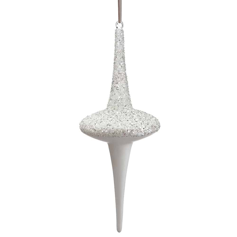 17" Glittered Glass Finial Ornament Glittered White (Pack Of 3) XGN407-WH/GL By Silk Flower