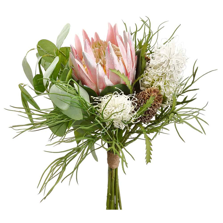 20" Protea/Banksia Bouquet Pink White (Pack Of 2) FBQ142-PK/WH By Silk Flower