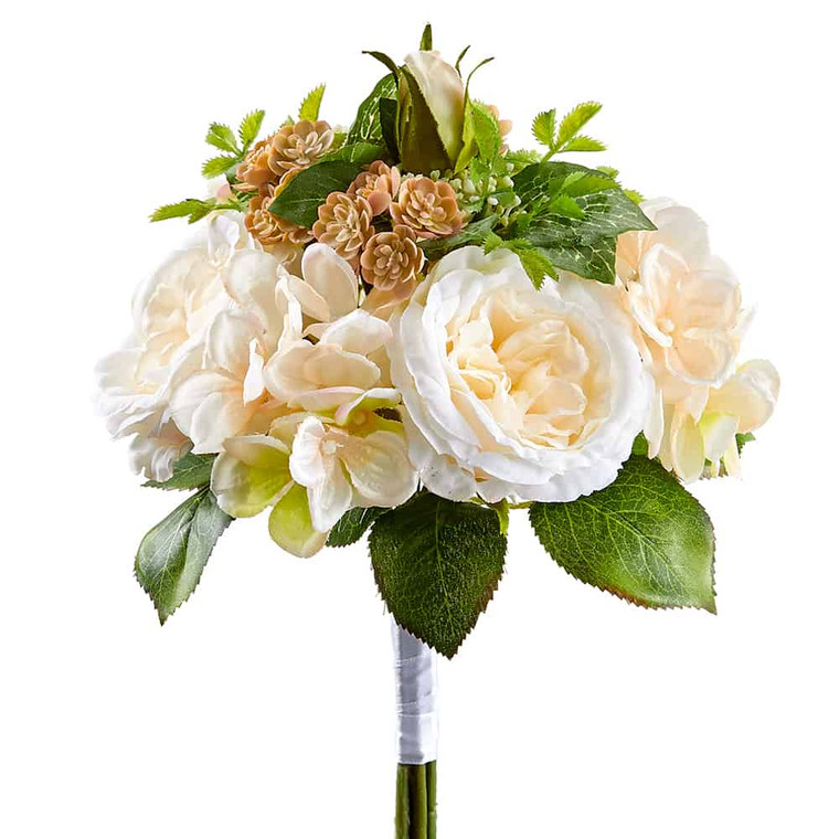 10" Rose/Hydrangea/Sedum Bouquet Blush (Pack Of 12) FBQ814-BS By Silk Flower