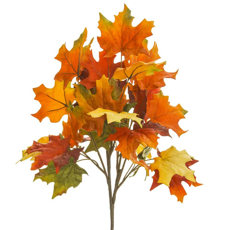 18.5" Maple Leaf Bush Orange Green (Pack Of 12) PBM803-OR/GR By Silk Flower