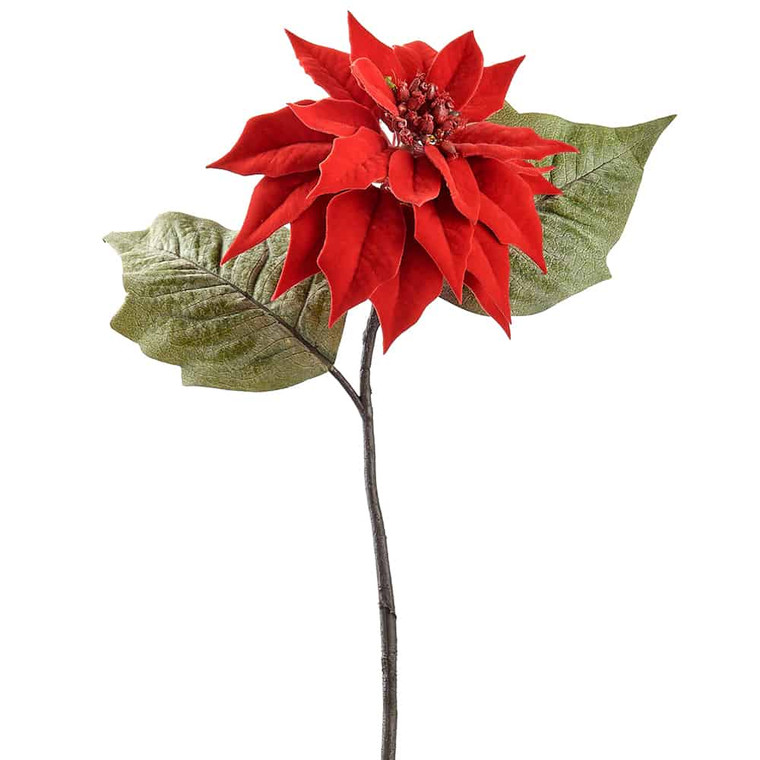 24" Velvet Poinsettia Spray Red (Pack Of 24) XPS207-RE By Silk Flower