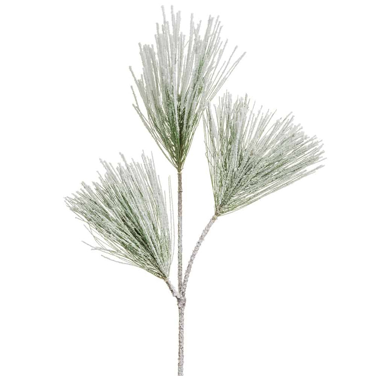 17" Snowed Long Needle Pine Pick Green Snow (Pack Of 36) YSP108-GR/SN By Silk Flower