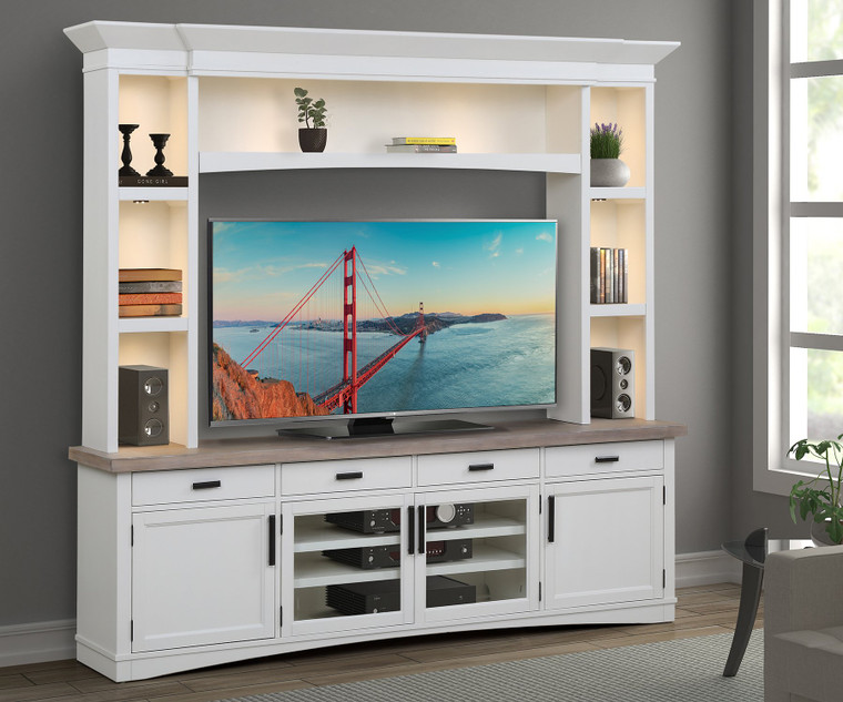 Parker House Americana Modern 92 In. Tv Console With Hutch And Led Lights AME#92-3-COT