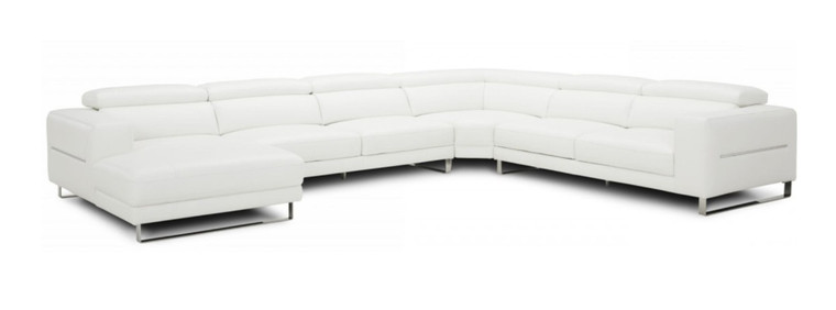 VIG Divani Casa Hawkey - Contemporary White Full Leather Laf Chaise Sectional VGKKKF1066-LAF-WHT