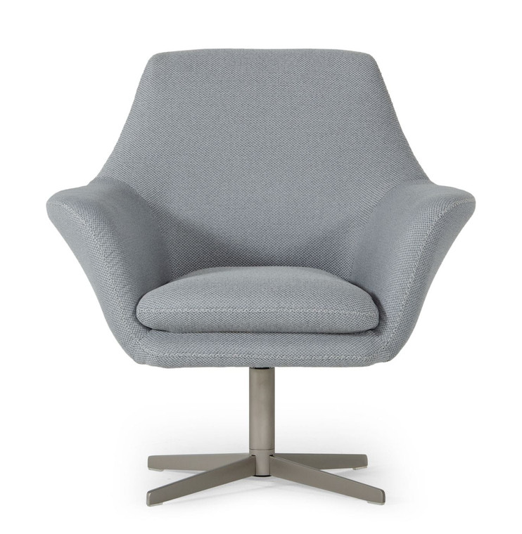 VIG Divani Casa Elvin - Modern Grey Fabric Swivel Lounge Chair VGKKA-832-GRY-3