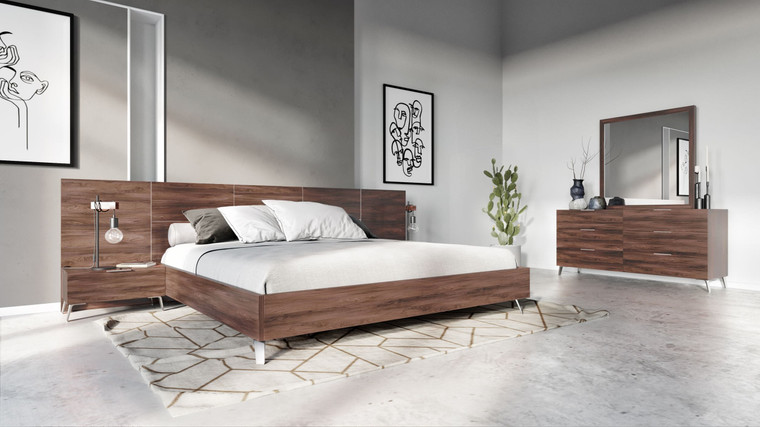 VIG Nova Domus Brooklyn - Italian Modern Walnut Bed Set VGACBROOKLYN-SET