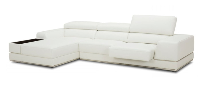 VIG Divani Casa Chrysanthemum Mini - Modern White Leather Sectional Sofa VGKK1576-MINI-WHT-LAF