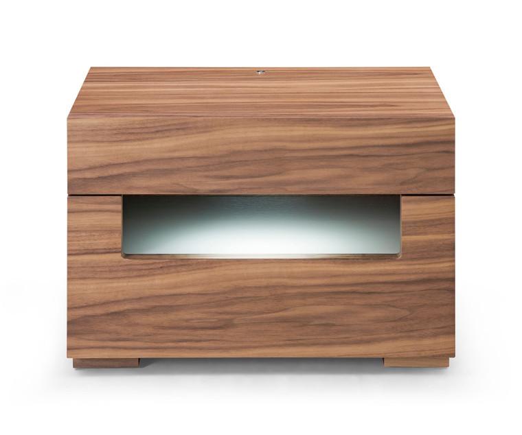 VIG Modrest Ceres - Contemporary Led Walnut Nightstand VGWCCG05-WAL-NS