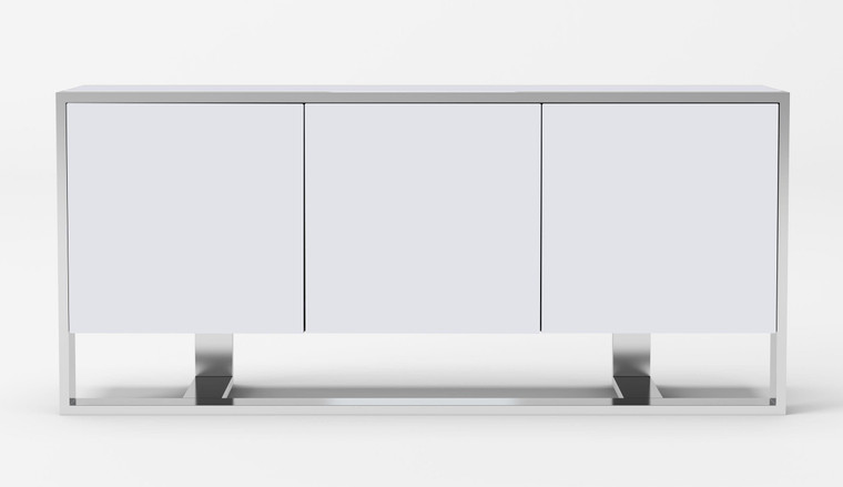 VIG Modrest Fauna - Modern White High Gloss & Stainless Steel Buffet VGBBBN-2M-WHT-BUF